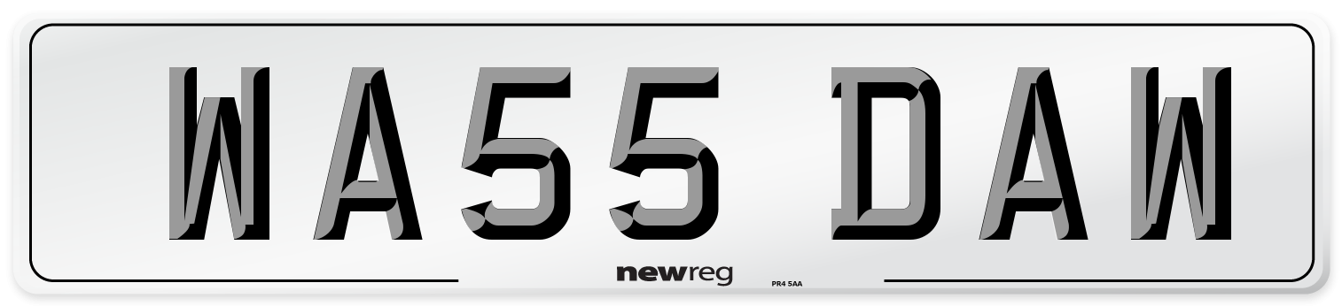 WA55 DAW Number Plate from New Reg